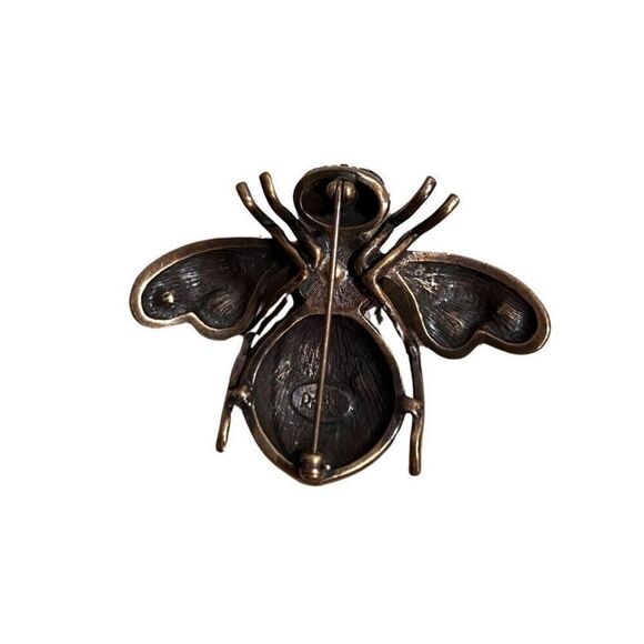 Authentic Joan Rivers Multicolored Stone Brass Bubble Bee Insect Designer Brooch - Picture 8 of 9